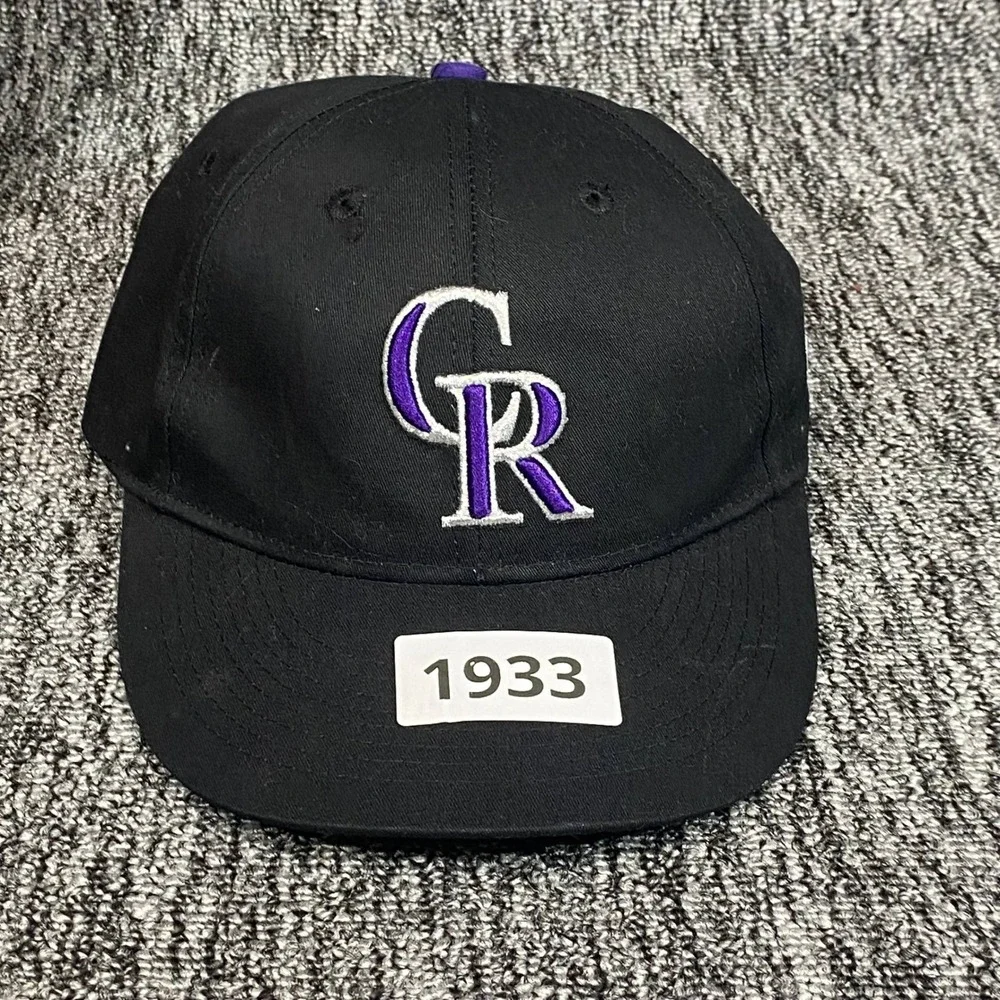 OC Sports MLB Colorado Rockies Hat Cap Youth Black Purple Strapback Adjustable